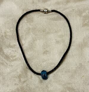 Authentic Pandora Leather Barrel Clasp Bracelet Or Necklace Murano Glass Charm